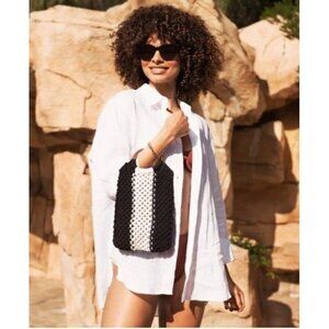 Curateur Gabby Mini Macrame Bag Natural Cotton Yarn Black and White